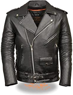 Milwaukee Leather SH1011 Men's Classic Side Lace Police Style Motorcycle Leather Jacket - Medium